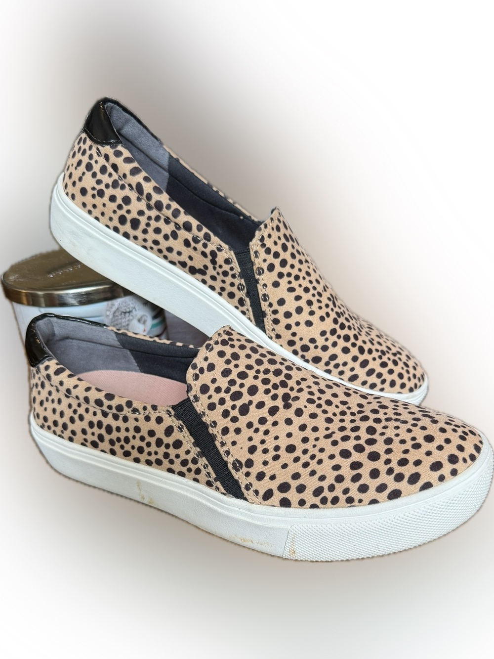 Dr. Scholl's Leopard-Print Slip-On Sneakers in Tan and Black